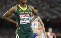 FILE - In this Aug. 27, 2015, file photo, South Africa's Caster Semenya waits for the start of a women’s 800-meter semifinal at the World Athletics Championships at the Bird's Nest stadium in Beijing. Semenya won national titles in the 400, 800 and 1,500 meters and ran Olympic qualifying times in the first two events at the South African championships on Saturday, April 16, 2106. (AP Photo/David J. Phillip, File)
