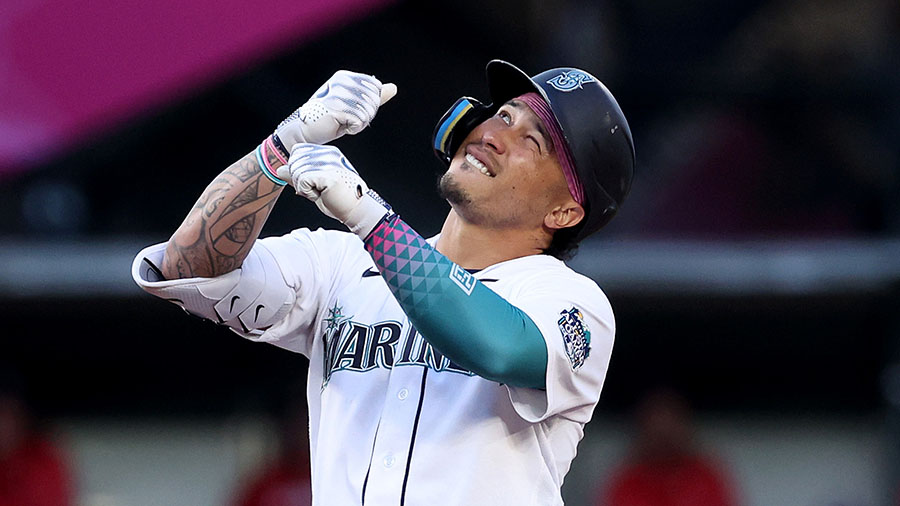 Kolten Wong of the Seattle Mariners looks on during the game against  News Photo - Getty Images