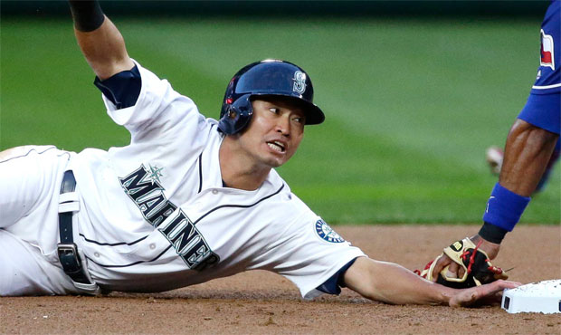 Outfielder Nori Aoki is back with the Mariners after hitting .369 during a 16-game stint with Tacom...
