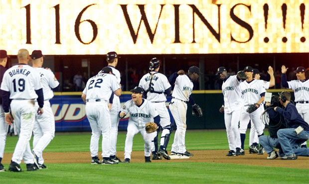 The 2001 Mariners tied the MLB record with 116 regular-season wins but lost in the ALCS. (AP)...