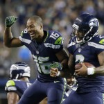 
              Seattle Seahawks quarterback Trevone Boykin, right, celebrates with wide receiver Tyler Lockett after Boykin scored a touchdown against the Dallas Cowboys during the second half of a preseason NFL football game, Thursday, Aug. 25, 2016, in Seattle. (AP Photo/Elaine Thompson)
            