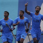 
              India's Rupinder Pal Singh, right, celebrates his goal against Germany during a men's field hockey match at 2016 Summer Olympics in Rio de Janeiro, Brazil, Monday, Aug. 8, 2016. (AP Photo/Hussein Malla)
            