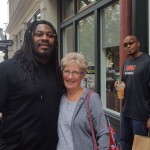 Danny O'Neil's mom got to meet former Seahawk Maryshawn Lynch outside his store in Oakland on Thursday. (Danny O'Neil) 
