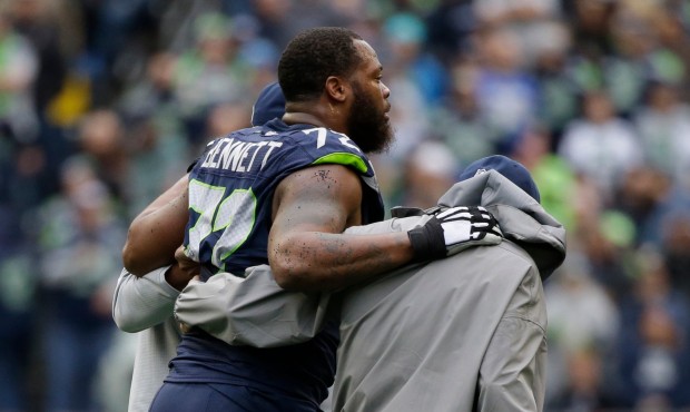 A knee injury will keep Michael Bennett from playing Sunday for the Seahawks in New Orleans (AP)...