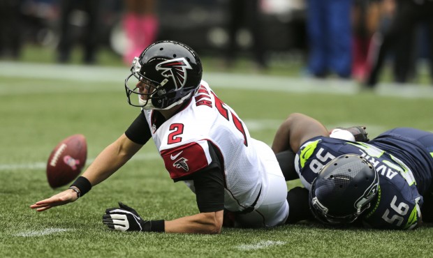 Cliff Avril had two of the Seahawks' four sacks of Falcons QB Matt Ryan on Sunday. (AP)...