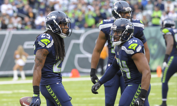 Richard Sherman made two of the Seahawks' three interceptions in their win over the Jets. (AP)...