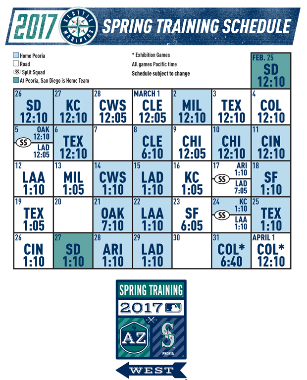 2017 Spring Training Schedule Mariners