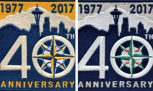 These patches will be worn on the right sleeve of Mariners home and road jerseys in 2017. (Seattle ...