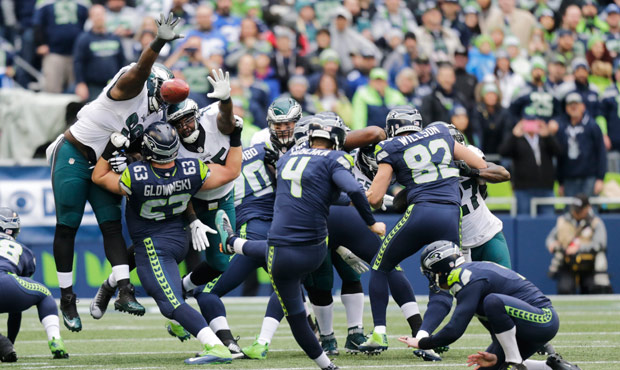 The Seahawks had an extra-point try blocked on Sunday for the fourth time this season. (AP)...
