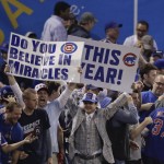 
              Fans react after the Chicago Cubs won Game 7 of the Major League Baseball World Series against the Cleveland Indians Thursday, Nov. 3, 2016, in Cleveland. The Cubs won 8-7 in 10 innings to win the series 4-3. (AP Photo/Charlie Riedel)
            