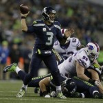 Seattle Seahawks quarterback Russell Wilson passes against the Buffalo Bills in the second half of an NFL football game, Monday, Nov. 7, 2016, in Seattle. (AP Photo/John Froschauer)