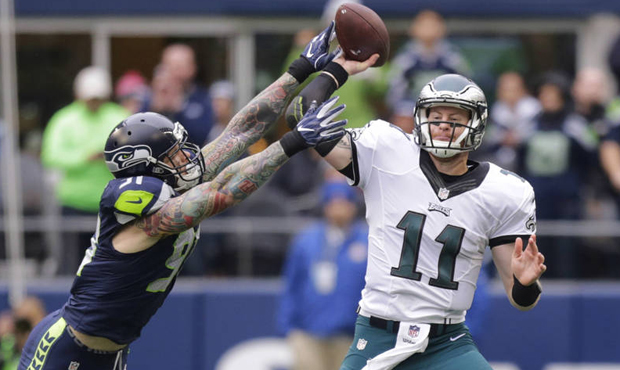 Cassius Marsh and the Seahawks' defense held Carson Wentz and the Eagles to just 15 points. (AP)...