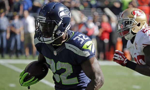 Christine Michael's celebration after scoring a touchdown reportedly earned him a fine. (AP)...