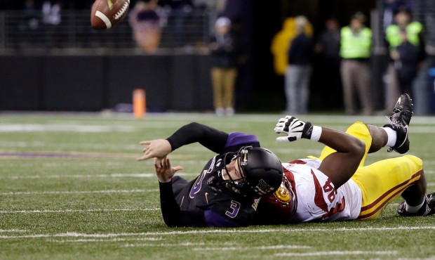 Jake Browning was intercepted twice in a game for the first time all season in UW's loss to USC. (A...