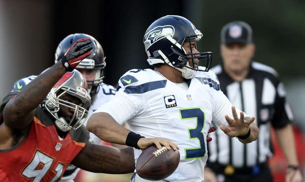 Russell Wilson was sacked six times and threw two interceptions in the Seahawks' loss to Tampa Bay....