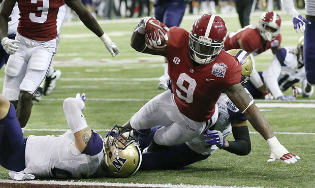 Alabama running back Bo Scarbrough ran for a pair of touchdowns in the Tide's Peach Bowl win over U...