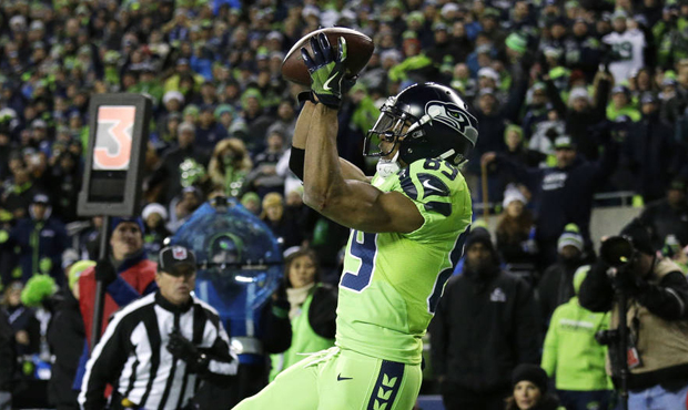Doug Baldwin caught one of three touchdown passes by Russell Wilson in the Seahawks' win over Los A...