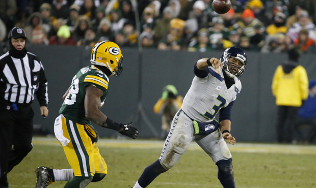 Russell Wilson was intercepted five times in Seattle's loss to Green Bay, the most in his career. (...