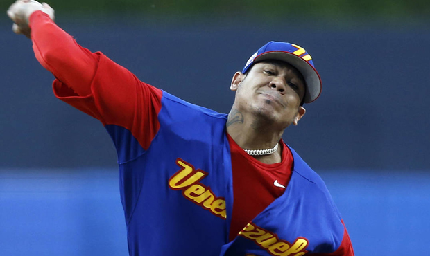 Felix Hernandez threw five scoreless innings for Venezuela against the US on Wednesday night. (AP)...