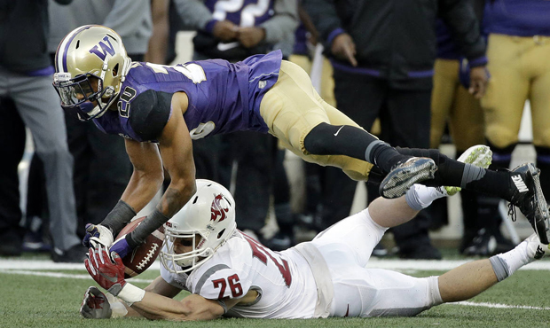Chris Petersen said Kevin King may have the most upside of UW's three DBs with first-round draft po...