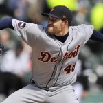 
              Detroit Tigers starting pitcher Matthew Boyd delivers a pitch during the first inning of a baseball game against the Chicago White Sox Thursday, April 6, 2017, in Chicago. (AP Photo/Paul Beaty)
            