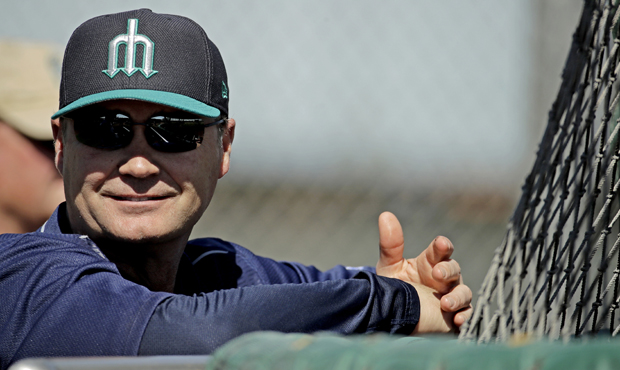 The Mariners' spring training hats were the first uniform piece to feature an upside-down trident s...