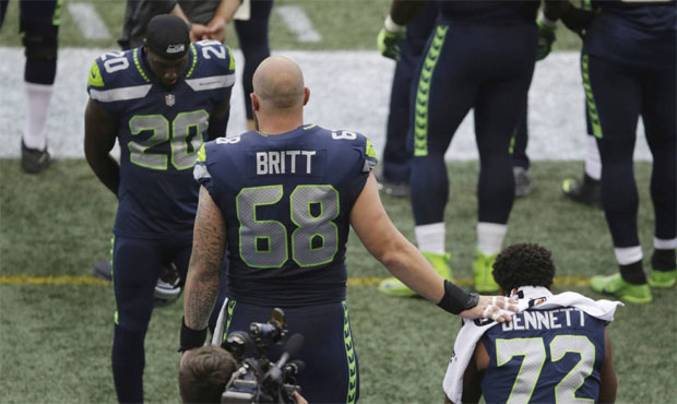 Michael Bennett on Justin Britt standing by his side during the national anthem Friday night: “I ...