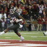 
              Washington State running back Jamal Morrow (25) runs for a touchdown during the first half of an NCAA college football game against Southern California in Pullman, Wash., Friday, Sept. 29, 2017. (AP Photo/Young Kwak)
            