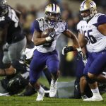
              Washington running back Myles Gaskin carries for a long gain against Colorado during the second half of an NCAA college football game Saturday, Sept. 23, 2017, in Boulder, Colo. Washington won 37-10. (AP Photo/David Zalubowski)
            