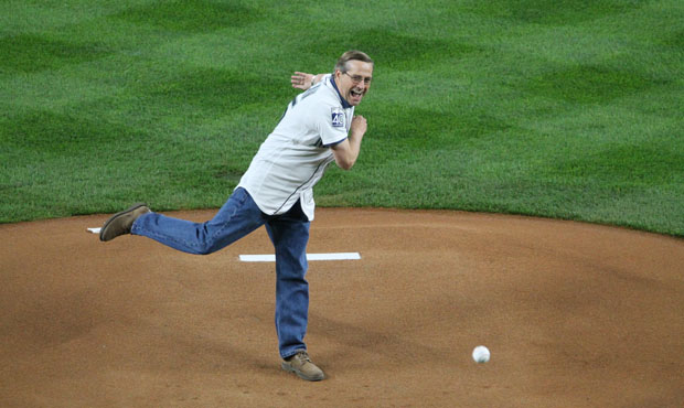 Retiring producer/engineer Kevin Cremin threw out the first pitch Tuesday night. (Gary Hill photo)...