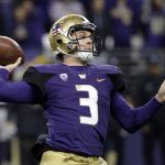 
              Washington quarterback Jake Browning drops back to pass against Utah during the first half of an NCAA college football game Saturday, Nov. 18, 2017, in Seattle. (AP Photo/Elaine Thompson)
            
