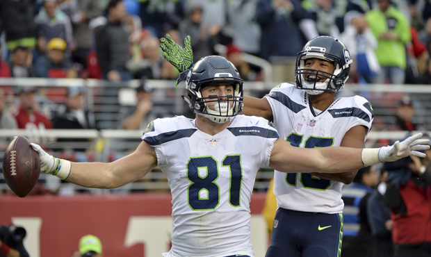 Nick Vannett's first career touchdown helped the Seahawks pull away in the second half. (AP)...
