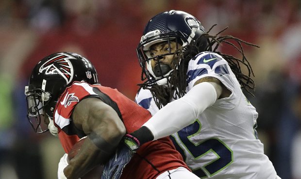 The Seahawks will try to hold down Julio Jones without Richard Sherman at cornerback. (AP)...