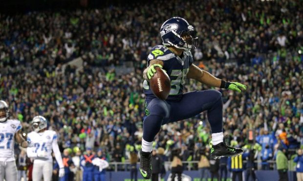 Seahawks RB Thomas Rawls set a franchise playoff record for rushing yards against Detroit. (AP)...