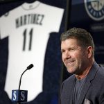 Edgar Martinez joined Ken Griffey Jr. as the only Mariners players to have their numbers retired by the franchise. (AP)