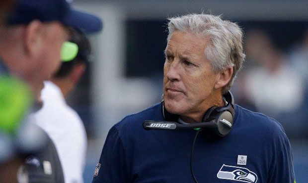 Pete Carroll said the Seahawks' plan for the run game was thrown off by Chris Carson's injury. (AP)...