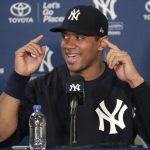 Seattle Seahawks NFL football team quarterback Russell Wilson speaks during a news conference at New York Yankees baseball spring training camp, Monday, Feb. 26, 2018, in Tampa, Fla. (AP Photo/Lynne Sladky)