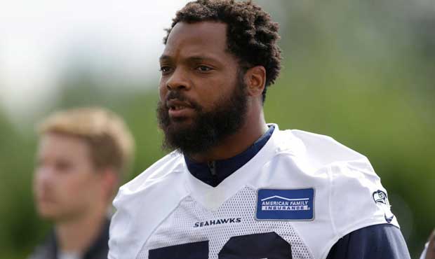 Michael Bennett allegedly injured a 66-year-old paraplegic woman at the Super Bowl. (AP)...