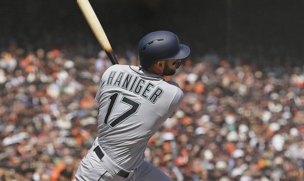 Mariners RF Mitch Haniger has eight HRs this season after hitting one in four straight games. (AP)...
