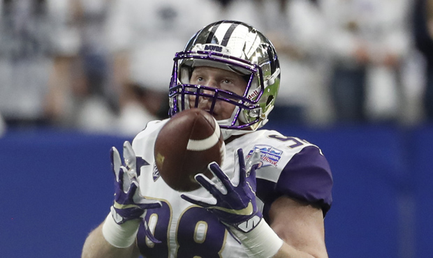 Seahawks draft pick Will Dissly moved to tight end for UW at the end of the 2015 season. (AP)...