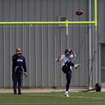 Seahawks punter Michael Dickson works out at rookie minicamp. (AP)