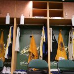 Kevin Durant's locker. (Matt Pitman photo)