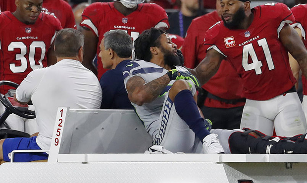 Seahawks safety Earl Thomas broke his leg in the fourth quarter Sunday. (AP)...