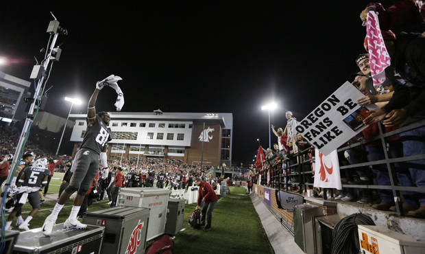 WSU is now ranked 14th and could have an outside chance at the College Football Playoff. (AP)...
