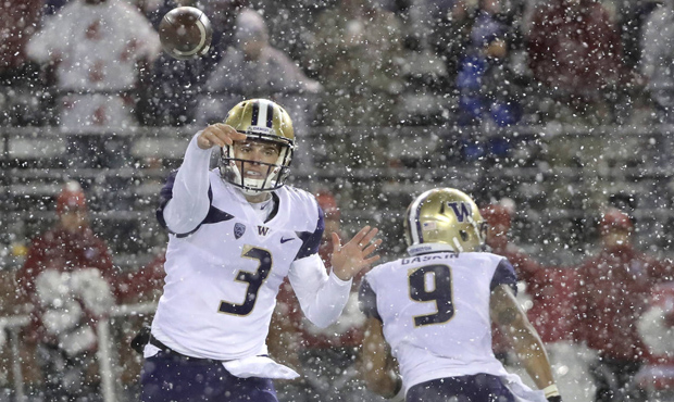 Jake Browning leads the UW Huskies into Friday's Pac-12 Championship game against Utah. (AP)...