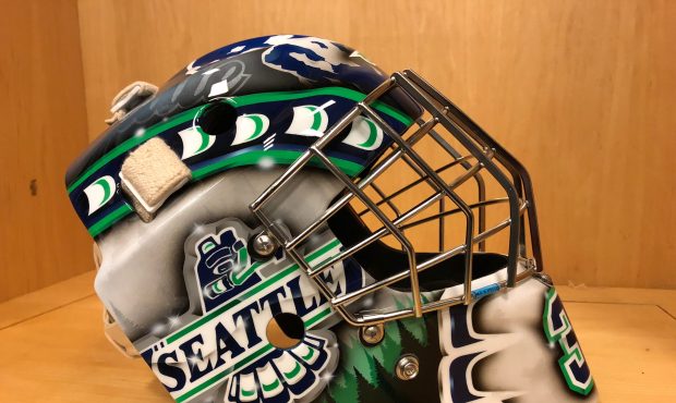 Thunderbirds goalie Liam Hughes debuted a new mask this week (T-Birds photo)...