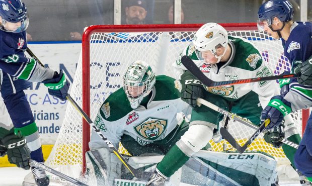 Everett goalie Dustin Wolf stopped 21 of 22 shots Saturday night as the Silvertips blew out the Thu...