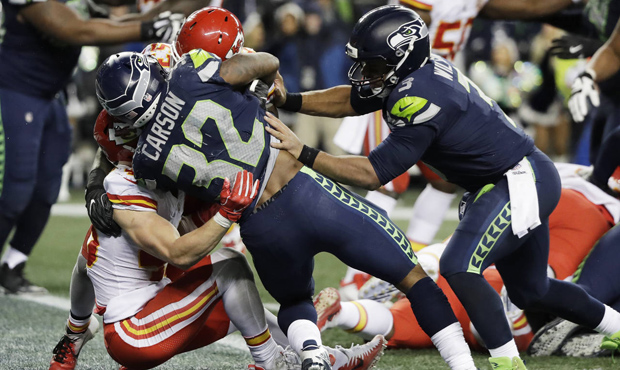 Seahawks RB Chris Carson rushed for 116 yards Sunday, eclipsing 1,000 on the season. (AP)...