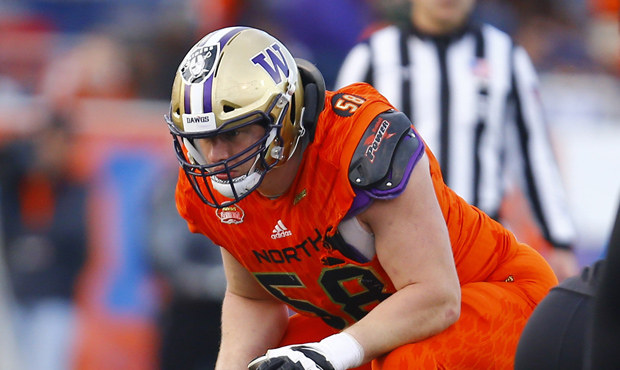 UW Huskies right tackle Kaleb McGary is a potential early-round NFL Draft pick. (AP)...