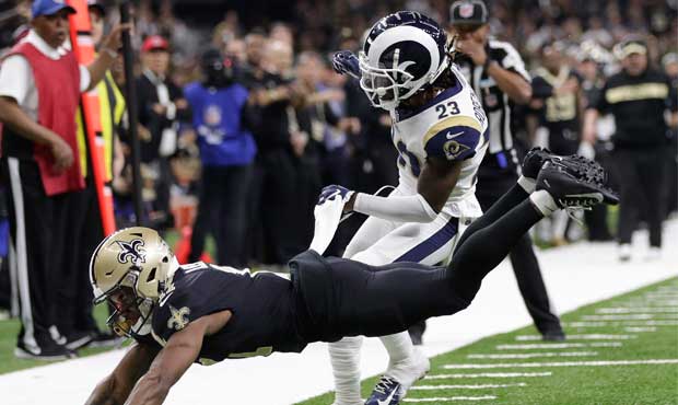 nfl replay, non-call, pass interference, saints, rams...